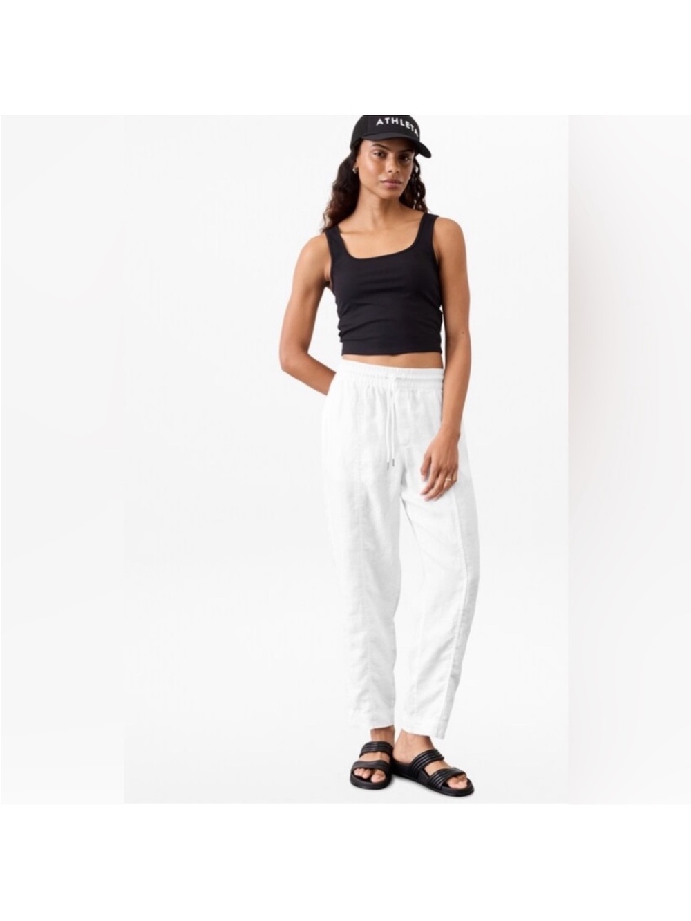 Athleta White Retreat Linen Women's White Ankle Pants